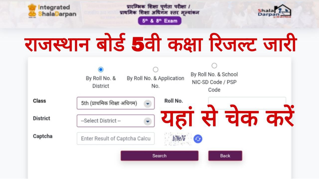 RBSE 5th Board Result Declared